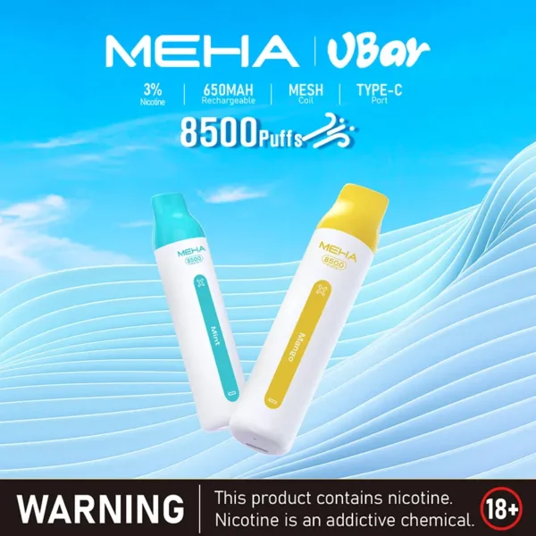 2d4b8760841be472769eae0cb0c858b8.webp MEHA VBar 魅嗨小白條8500口拋棄式電子煙|極簡流線設計・高容量續航配置・細膩霧化體驗