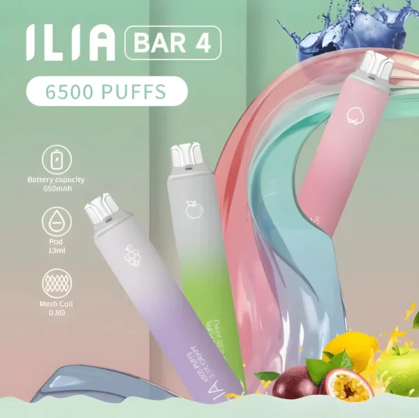 ILIA-BAR4-6500-Puffs_一次性電子煙_拋棄式_哩啞4代_持久電量.webp ILIA 哩亞 Bar4 6500口拋棄式電子煙|時尚流線設計・高容量續航配置・輕巧便攜體驗