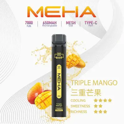 MEHA-XBAR-拋棄式-7000口小黑條.webp MEHA XBAR 魅嗨小黑條7000口拋棄式電子煙|極簡黑潮設計・高容量續航配置・細膩霧化體驗